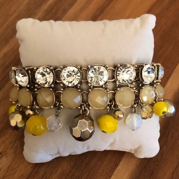 LOFT | Rhinestone Beaded Dangle Bracelet | 7” Length - Picture 1 of 4